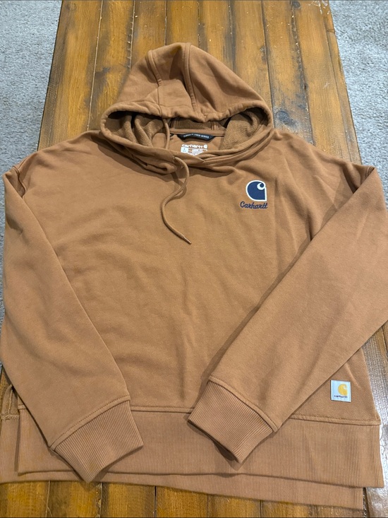 Carhartt Sweaters - Carhartt Brown Logo Hooded Pullover Sweatshirt